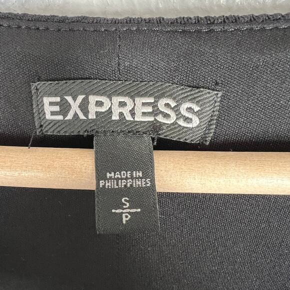 EXPRESS Women Sz S Small Black Countour Textured Cutout Long Sleeve Cropped Top - Picture 8 of 9